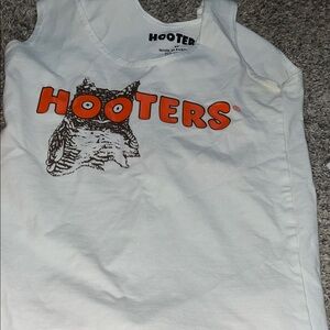 Hooters White Tank Top with Orange Logo and Owl Graphic